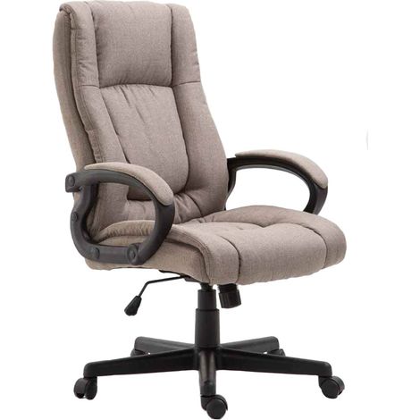 Silla de oficina con ruedas reposabrazos regulables en altura tapizada en tela color topo y estructura de plástico 100006937 (1/5)