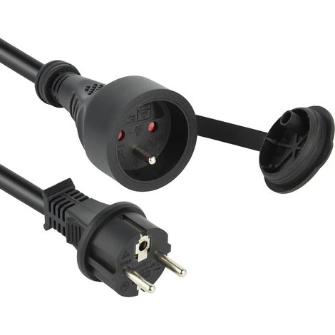 Rallonge Prolongateur électrique IP44 avec clapet étanche 25M Noir - Câble H07RN-F - Section 3G1.5 mm² (1/2)