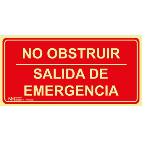 Señal complementaria "No Obstruir - Salida de Emergencia"
