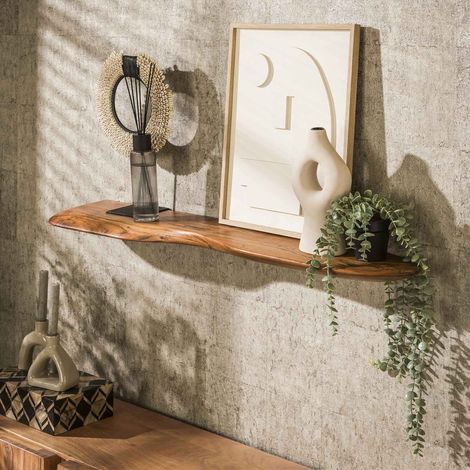 Etagère murale 120x20x4 cm en bois d'acacia massif - AIKI