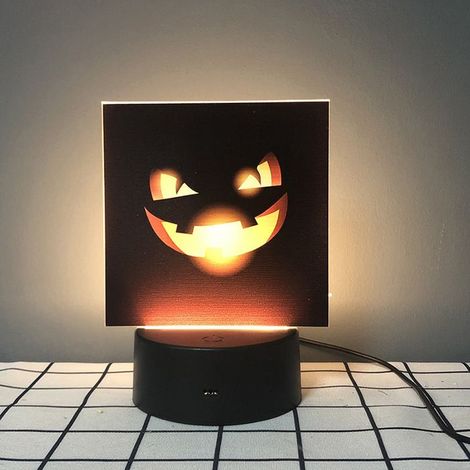 Décoration d'Halloween LED Citrouille Chauve-souris Veilleuse 1 Pièce Lampe Tête de Citrouille Orange (1/4)