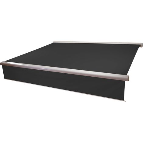 Elektrische Vollkassetten-Markise HHG-606, 4,5x3m ausfahrbarer Volant Polyester Anthrazit (1/5)