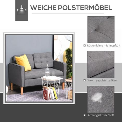 2-Sitzer-Sofa 117×62×78 cm Stoff Grau mit Stauraum für Wohnzimmer – MEUBLIV (1/5)