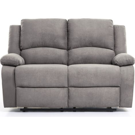Loungitude – Canapé relax 2 places en microfibre – Inclinaison jusqu'à 170° – Repose-pieds relevable – Confort optimal – Gris