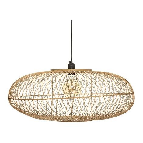 Atmosphera – Suspension en bambou D60 – Hauteur 25 cm – Douille E27 – Câble 80 cm ajustable – Diffusion douce de lumière beige naturel (1/8)