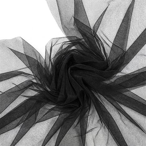 Materiale decorativo in tulle morbido e fine NERO per decorazioni nuziali 1,5 x 10 m (1/3)