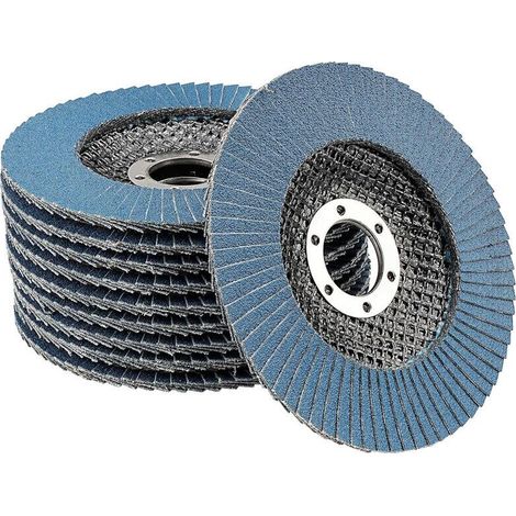 10 Disques Abrasifs à Lamelles 115 mm x 22.2 mm Grain 80 Disques à Lamelles Disques à Meuler pour Enlever Ebavure, Rouille, Polissage, Finition (1/5)