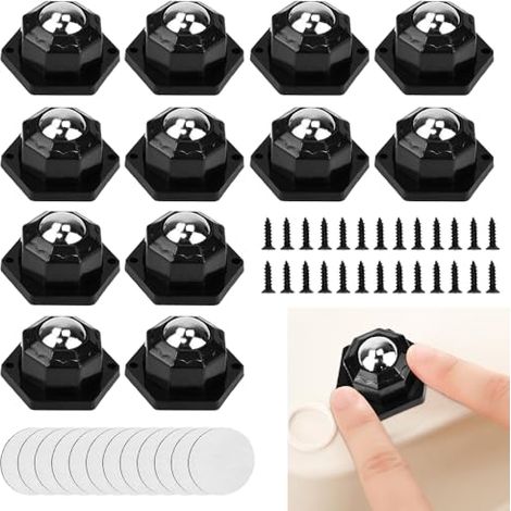 12PCS Mini Roulette Auto-Adhésive Mini Roulettes Pivotantes Universelles Roulettes Pivotantes À 360 Degrés Petites Roulettes en Plastique pour Meubles (Coller/Perforer Double Usage) (1/5)