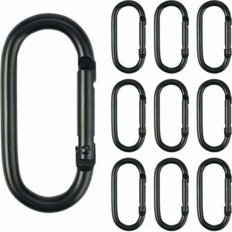 Aluminum carabiners 10 pieces 2cm x 5cm – Wear-resistant – Spring loaded device for easy hanging – For camping and hiking - 2cm5cm (1/4)