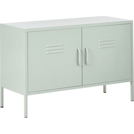 2 Door Sideboard Mint Green Steel Home Office Furniture Shelves Leg Caps Industrial Design URIA (1/5)