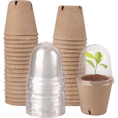 lot De 36 Pots De Ppinire Avec Dme D'humidit, Pots De Dmarrage Pour Graines, Pots De Tourbe Biodgradables, Pots De De Semis (1/4)