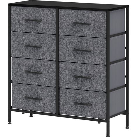 Fabric Chest of Drawers, Industrial Bedroom Dresser with 8 Fabric Drawers, Steel Frame Wooden Top for Nursery, Living Room, Hallway, Black (1/5)