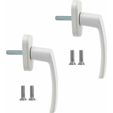 Poignées de fenêtre Poignée de fenêtre en alliage d'aluminium 2 pièces Poignée en aluminium massif Poignée de porte en aluminium blanc Compatible avec les fenêtres communes et les portes de balcon