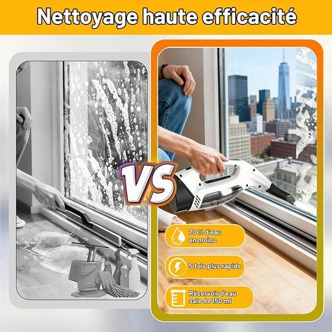 Window Vacuum Cleaner, Portable Electric Window Cleaner Spray Bottle Microfibre Cloth Windows, Mirrors, Tiles Suction 2000Pa, Battery Life 40min (1/4)