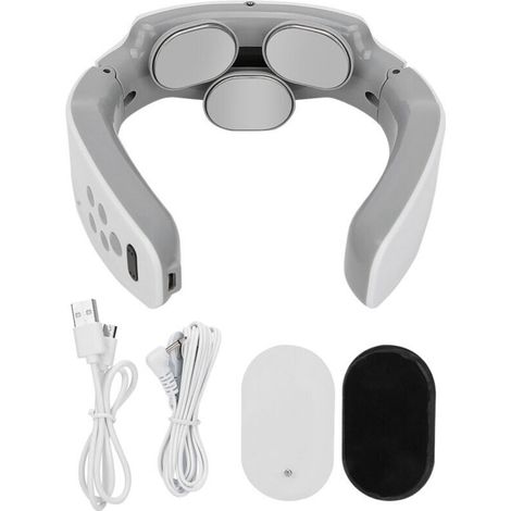 Masseur cervical rechargeable intelligent - 3 têtes physiothérapie - Blanc - Charge rapide