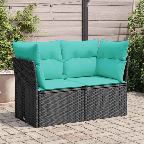 vidaXL Divano da Giardino con Cuscini a 2 Posti Nero in