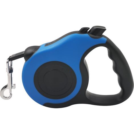 Einziehbare Haustierleine mit Druckknopfsteuerung, ergonomischem Griff und sicherem Laufgurt für Hunde, Katzen und Kaninchen, 5 m (16,4 ft), blau (1/5)