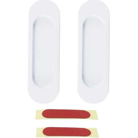 2 poignées de porte coulissante ovales en alliage d'aluminium, encastrées, blanc, 100 mm, pour meubles modernes (1/5)