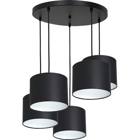 Suspension noire ronde Ø58 cm Arden 5 abat-jour E27