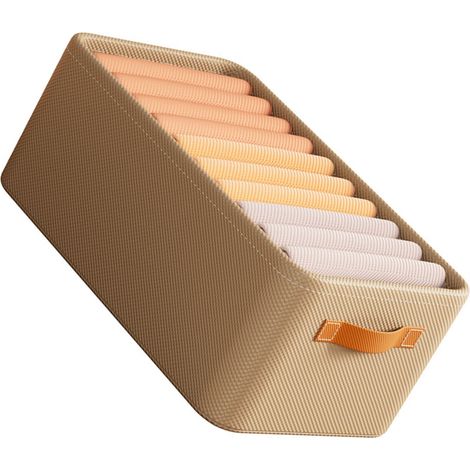 Boîte de rangement pour vêtements, organisateur d'armoire à tiroirs, modèle 16.9 X 9.6 X 9.4in Khaki, organisateur à grande capacité en tissu non tissé et cadre en acier, 140g. (1/3)