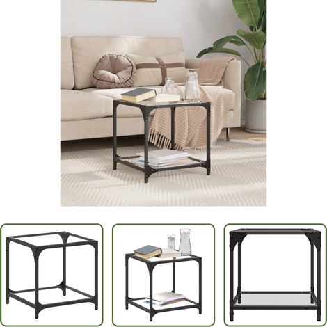 Couchtisch transparent - Couchtisch mit Glasplatte Transparent 40x40x40 cm Stahl (1/5)