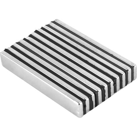 Lot de 10 aimants néodyme Extra puissants, Grands aimants rectangulaires 60 x 10 x 3 mm, aimants adhésifs pour Placard de Cuisine, Tableau magnétique en Verre (1/5)