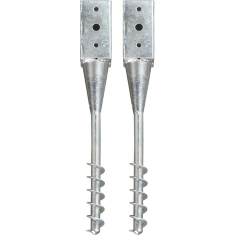 vidaXL Ground Spikes 2 pcs Silver 7x7x56 cm Galvanised Steel