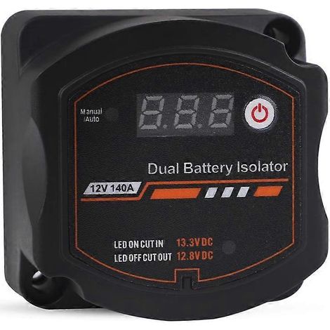 Isolateur de batterie double intelligent 12 V 140 A, relais sensible à la tension (VSR) à commande automatique ou manuelle pour voiture et camping-car (1/5)