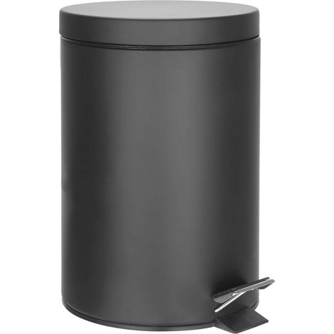 Aqualine Simple Line - Cubo de basura redondo 5 l, negro mate 26105 (1/2)