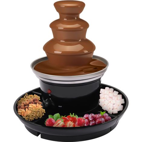 YISSALE-Schokoladenfondue-Brunnen 3‑stöckig - Party-Schokoladenbrunnen mit Obstteller, ideal für Geburtstagsfeiern, Hochzeiten, Familienfeste und Firmenevents, schafft einen dekorativen Schokoladen-Wa (1/5)