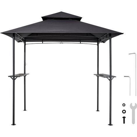 Mophorn Gazebo per barbecue 243 x 150 cm, struttura da esterno con tetto a doppio livello, copertura per barbecue in acciaio verniciato a polvere, ideale per grigliate, feste e picnic in giardino