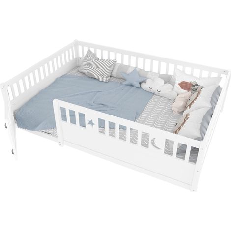 CAIziLit enfant 140x190 cm avec barrière et motif étoiles/lune,sans matelas (1/5)