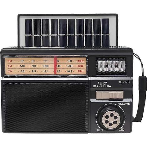 Radio rétro multibande avec connectivité audio sans filchargement solaire multimodebatterie longue duréemodes de lecture multiples (1/5)