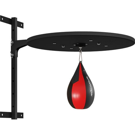 Punching Ball a Muro con Speed Bag Girevole a 360° e Regolabile su 7 Altezze Nero e Rosso (1/5)