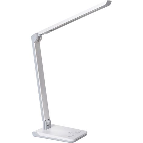 LED Desk Lamp White Synthetic Material Adjustable Light Brightness and Colour Dimmer Home Office PICTOR