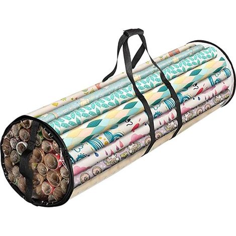 Sacchetto porta carta da regalo - Organizer trasparente con manici per decorazioni natalizie - Nero (1/5)