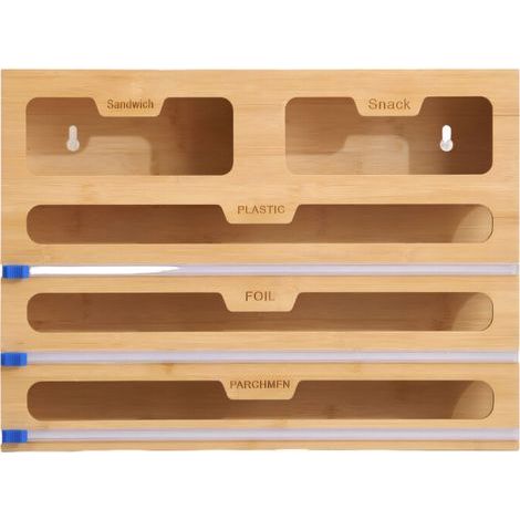 Support en bois polyvalent pour rouleaux d'emballage alimentaire (1/2)