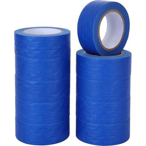 10 Rouleaux Ruban de Masquage Peinture Bleu 24 mm x 20 m, Bande Adhésive en Papier Crépon pour Protection Murs, Vitres et Bois (1/5)