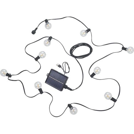 Guirlande lumineuse d'extérieur solaire 10 ampoules LED avec télécommande L 57 cm (1/2)