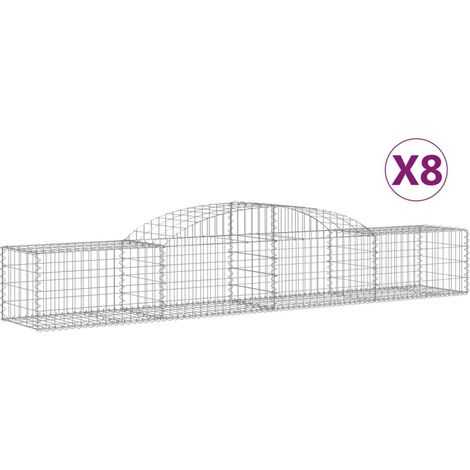 Paniers à gabions arqués 8 pcs  Mur en gabion 300x50x40/60 cm fer galvanisé