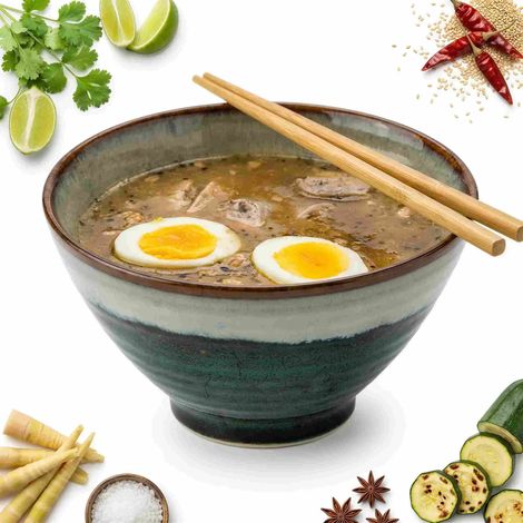 TAZ脫N PARA SOPA RAMEN 1L CENA CER脕MICA MULTICOLOR 脴 20 cm + PALILLOS (1/5)