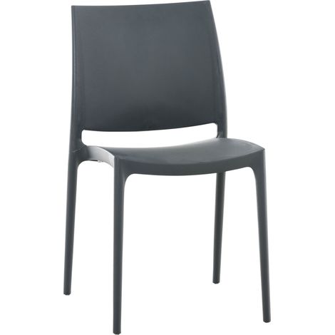 Silla de jardín de plástico gris oscuro diseño sencillo apilable 100000022