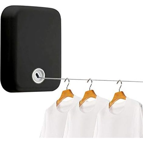 MIMOSON-Indoor Retractable Laundry Rack, Heavy Duty, Telescopic, Invisible, Retractable, Black (1/5)
