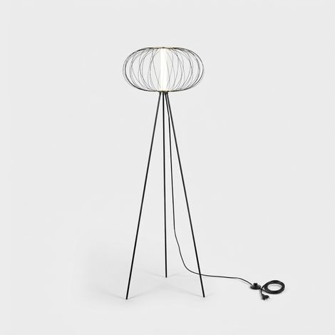 Lampada da terra LED design treppiede in metallo Resplandor - Nero