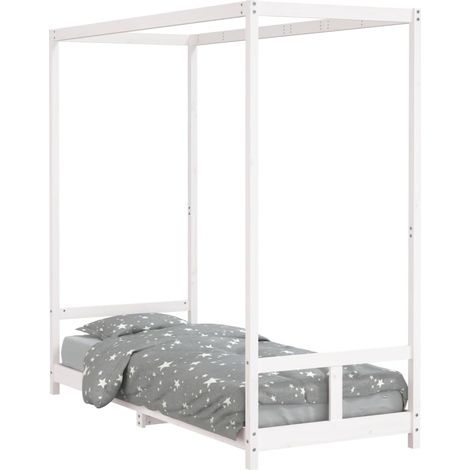Lit simple Cadre de lit pour enfants blanc 80x200 cm bois de pin massif (1/5)