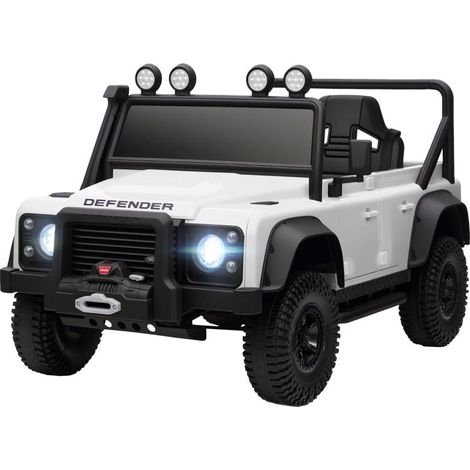 Voiture électrique pour enfants, fonctionne sur batterie 12 V, télécommande, fonction musicale, klaxon, lumières LED, blanche