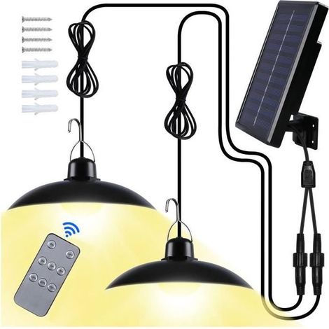 Lampe Solaire Extérieur - Double Tête - Blanc - IP65 étanche - Télécommande (1/4)