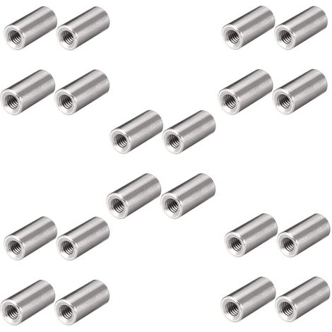 Lot de 20 raccords d'écrous M4 6 x 10 mm en acier inoxydable 304 - Écrous longs ronds - Filetage intérieur - Écrou rond profond (1/5)