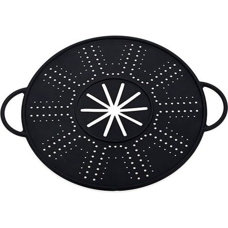 Couvercle en silicone anti-déversement - Outil de cuisine multifonction - Protection contre les débordements - Couvercle de casserole pour poêles et casseroles - Noir (1/5)