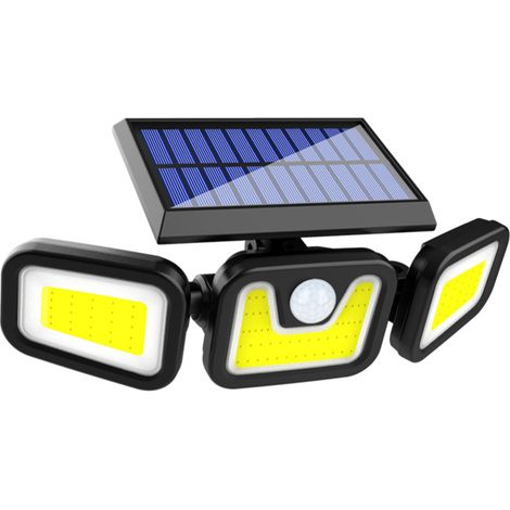 Lampe LED COB extérieure murale, alimentée à l'énergie solaire, avec détecteur de mouvement, éclairage activé par le mouvement, angle réglable, étanche, pour jardin, allée. (1/5)